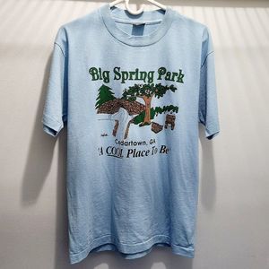 Big Spring Park GA Vintage‎ Single Stitch USA Shirt Blue 90s Graphic Size Large